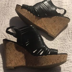Franco Sarto black wedges